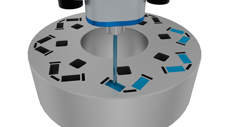 モーター内部磁石部に2液ポッティングを行うサンエイテックのディスペンサー事例